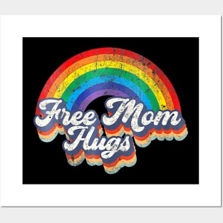 Womens Free Mom Hugs Rainbow Heart Lgbt Flag Lgbt Pride Month Posters and Art